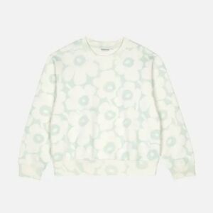 Marimekko Floral Pattern Crewneck Sweater - White & Pale Mint Size Large Uniqlo